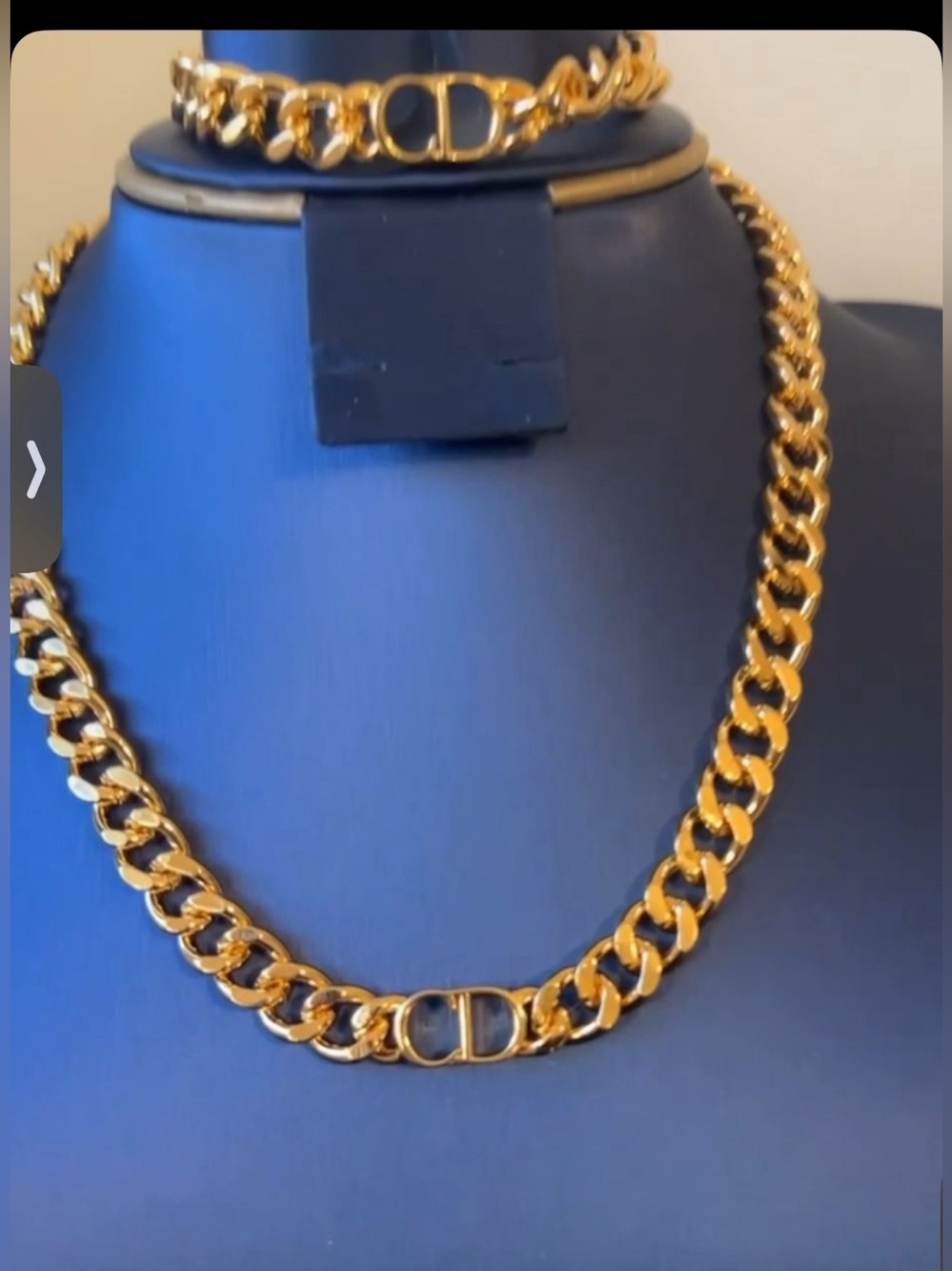 Gold Designer Logo Necklace and bracelet set